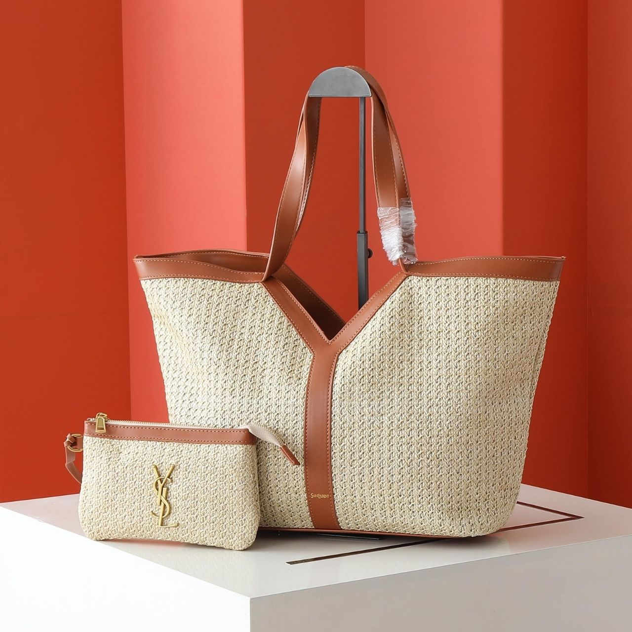Saint Laurent Large Raffia Tote Bag Natural Brown 50Cm - Image 3