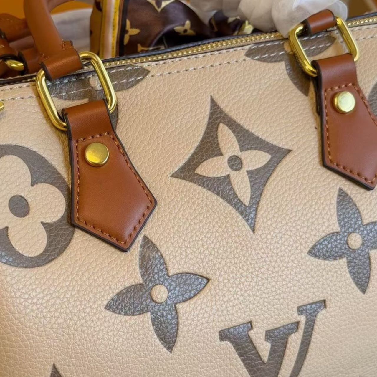 Louis Vuitton Speedy Bandouliere 25 Monogram Empreinte Beige Brown 25cm - Image 8