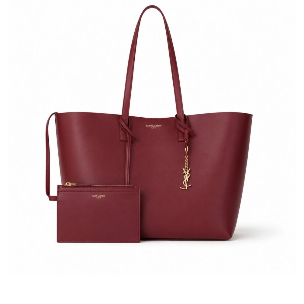 Saint Laurent Large Shopping Tote Bag Burgundy 33Cm
