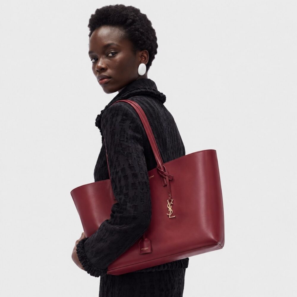 Alternative view of Saint Laurent Large Shopping Tote Bag Burgundy 33Cm