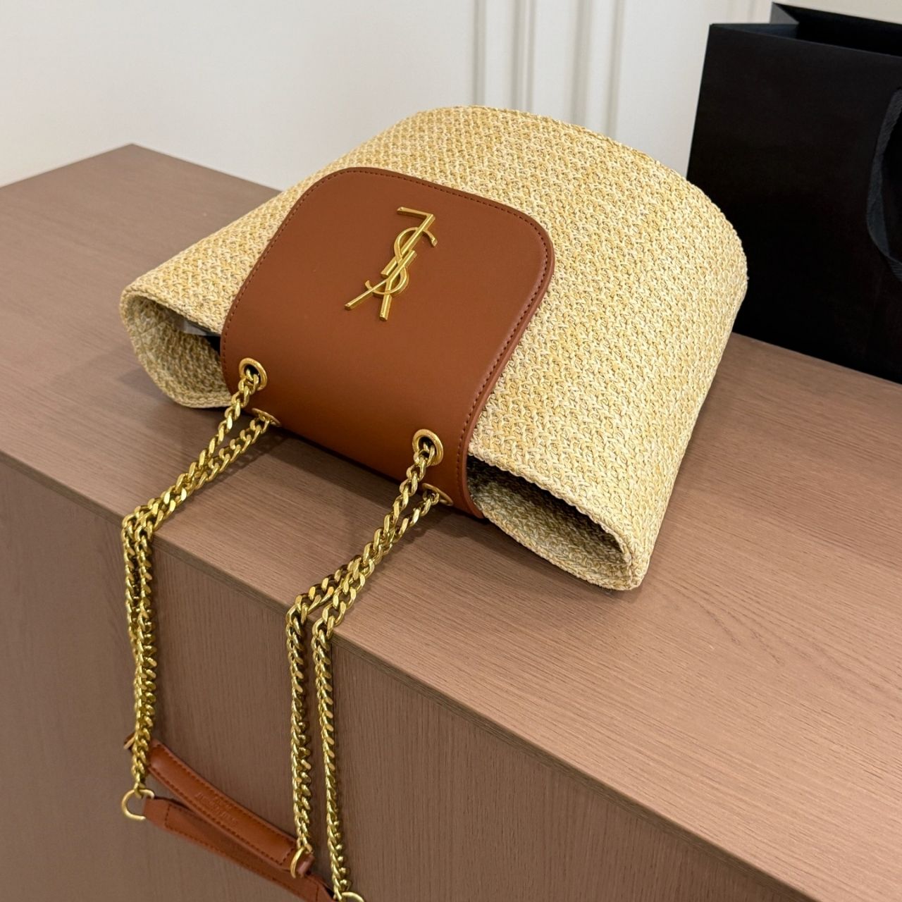 Saint Laurent Manon In Raffia Natural 27cm 868646GAAG29929 - Image 6