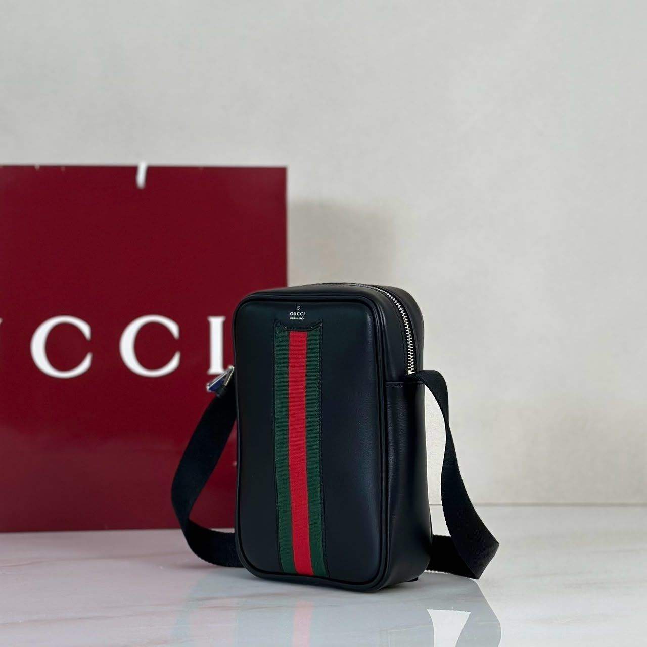 Prestige Edition – Gucci Mini Bag With Web Black 20cm - Image 5