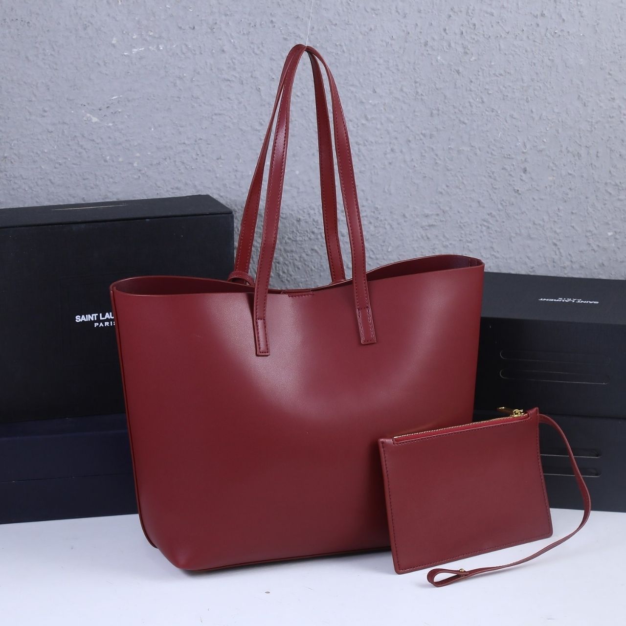 Saint Laurent Large Shopping Tote Bag Burgundy 33Cm - Image 5