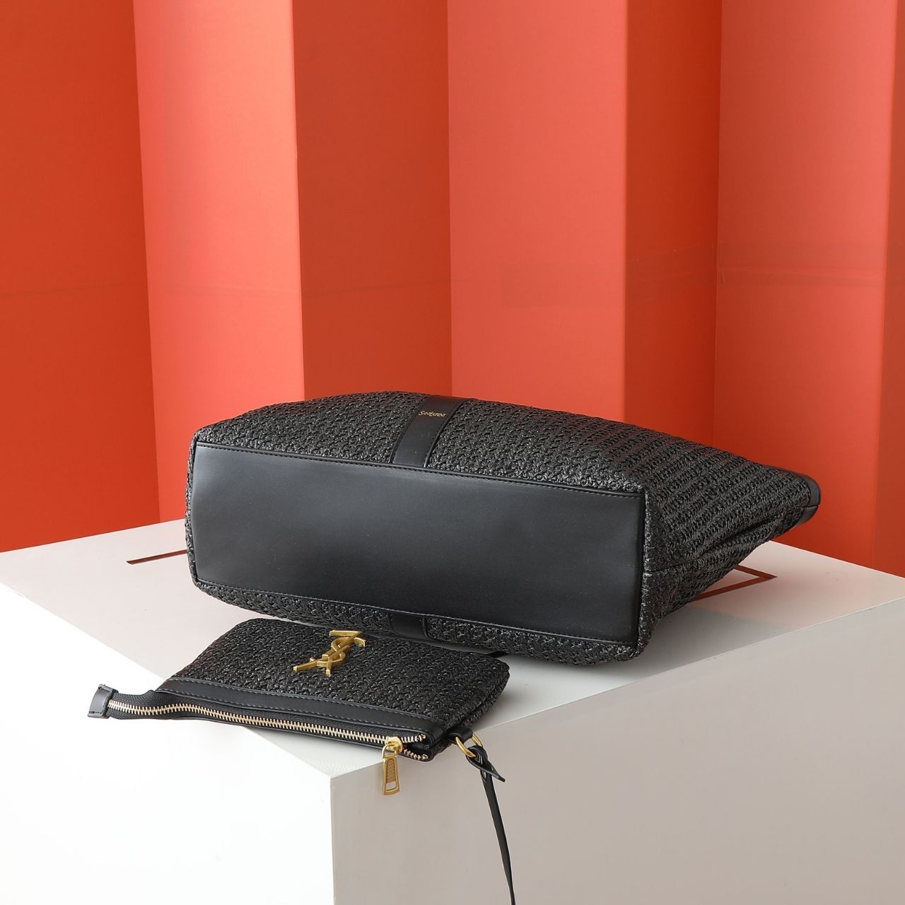 Saint Laurent Raffia Large Tote Bag Black 50Cm - Image 5