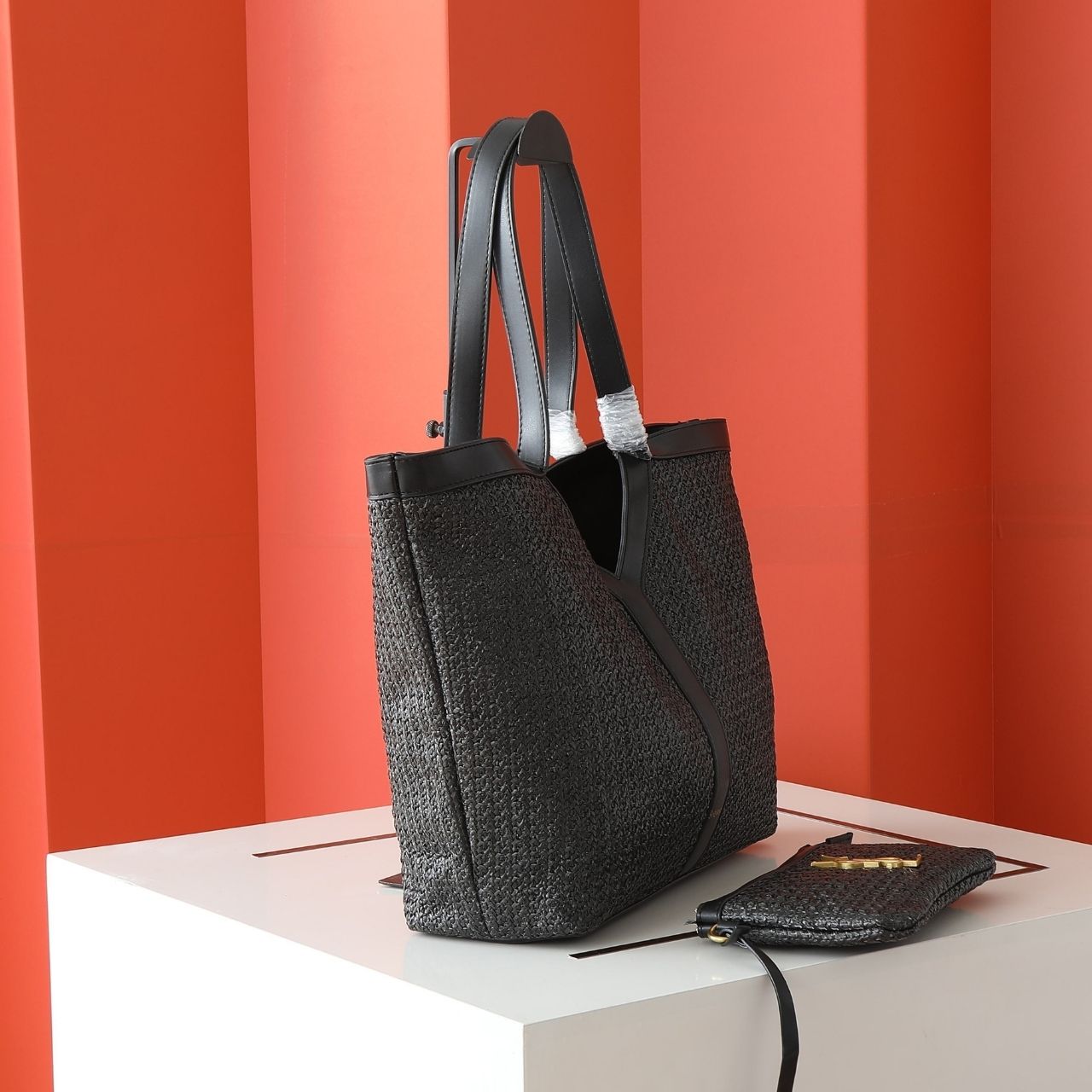 Saint Laurent Raffia Large Tote Bag Black 50Cm - Image 3