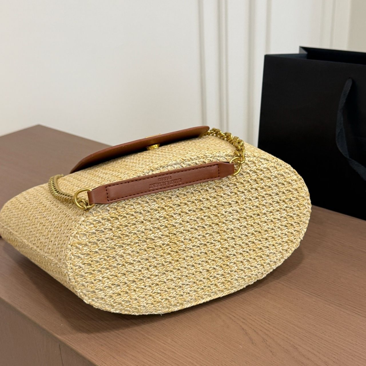 Saint Laurent Manon In Raffia Natural 27cm 868646GAAG29929 - Image 5