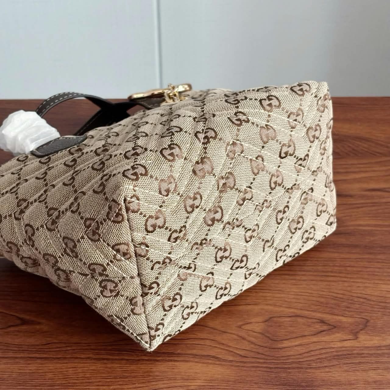Gucci GG Marmont Small Tote Bag Sand And Dark Brown 17.5cm - Image 6