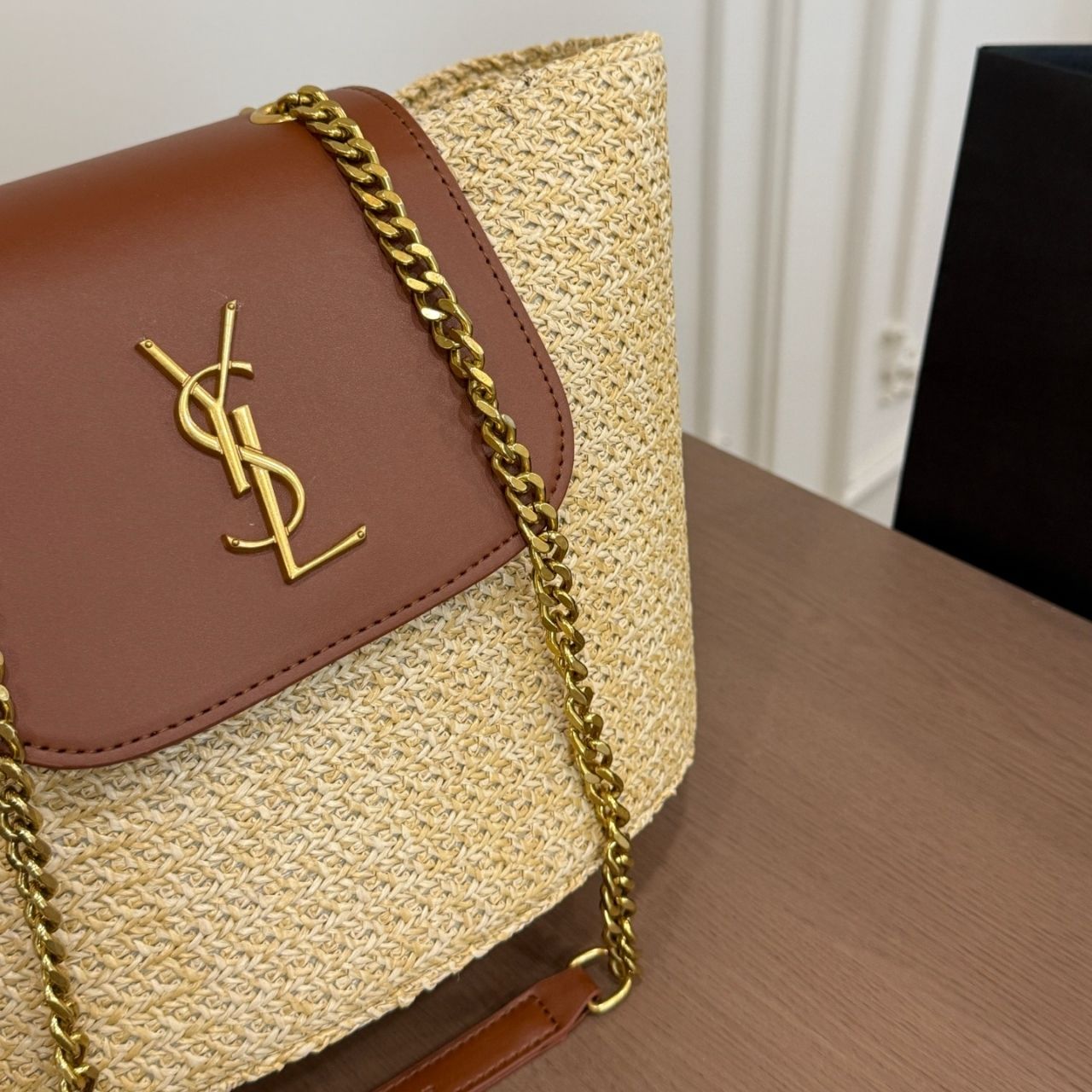Saint Laurent Manon In Raffia Natural 27cm 868646GAAG29929 - Image 7