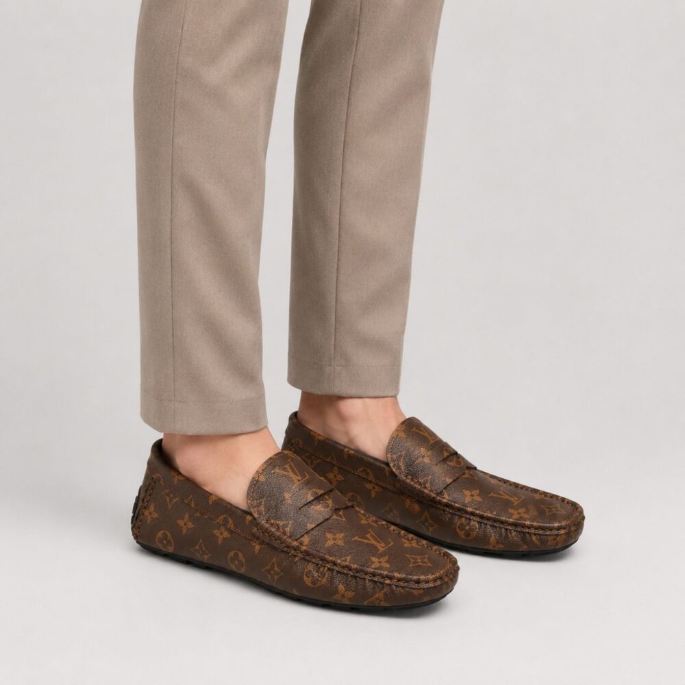 Alternative view of Louis Vuitton Monogram Driving Loafers Brown