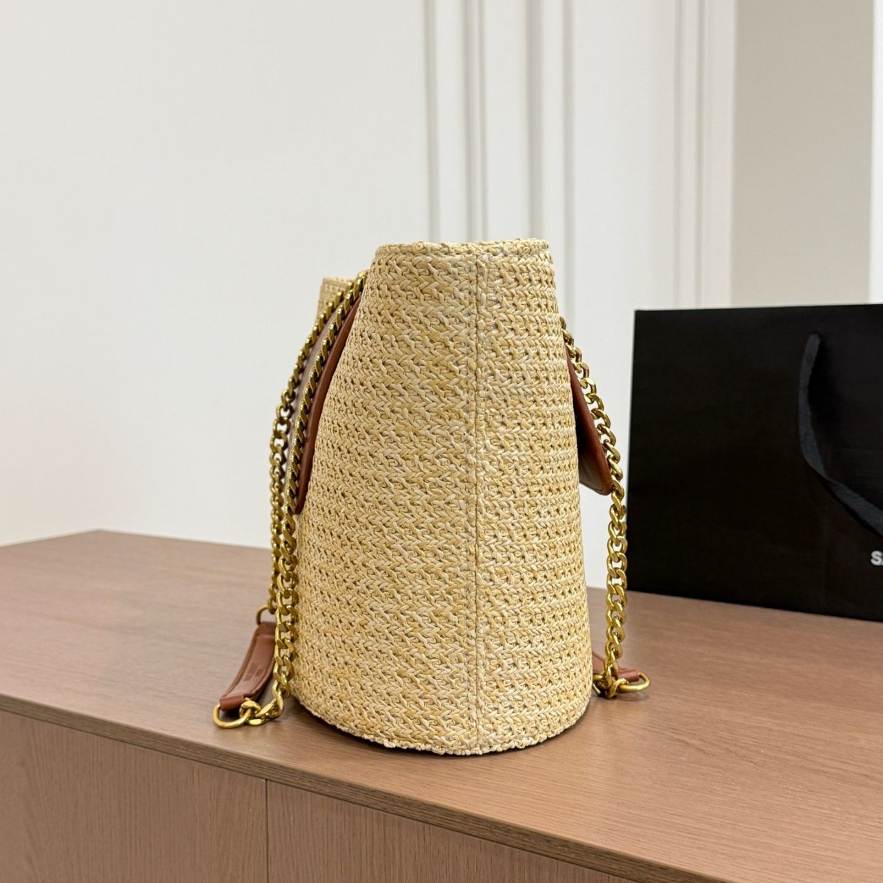 Saint Laurent Manon In Raffia Natural 27cm 868646GAAG29929 - Image 3