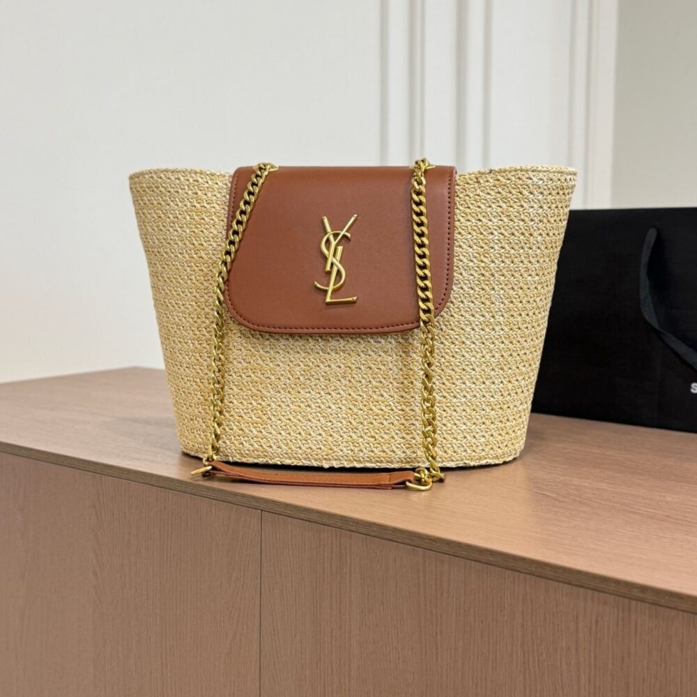 Alternative view of Saint Laurent Manon In Raffia Natural 27cm 868646GAAG29929