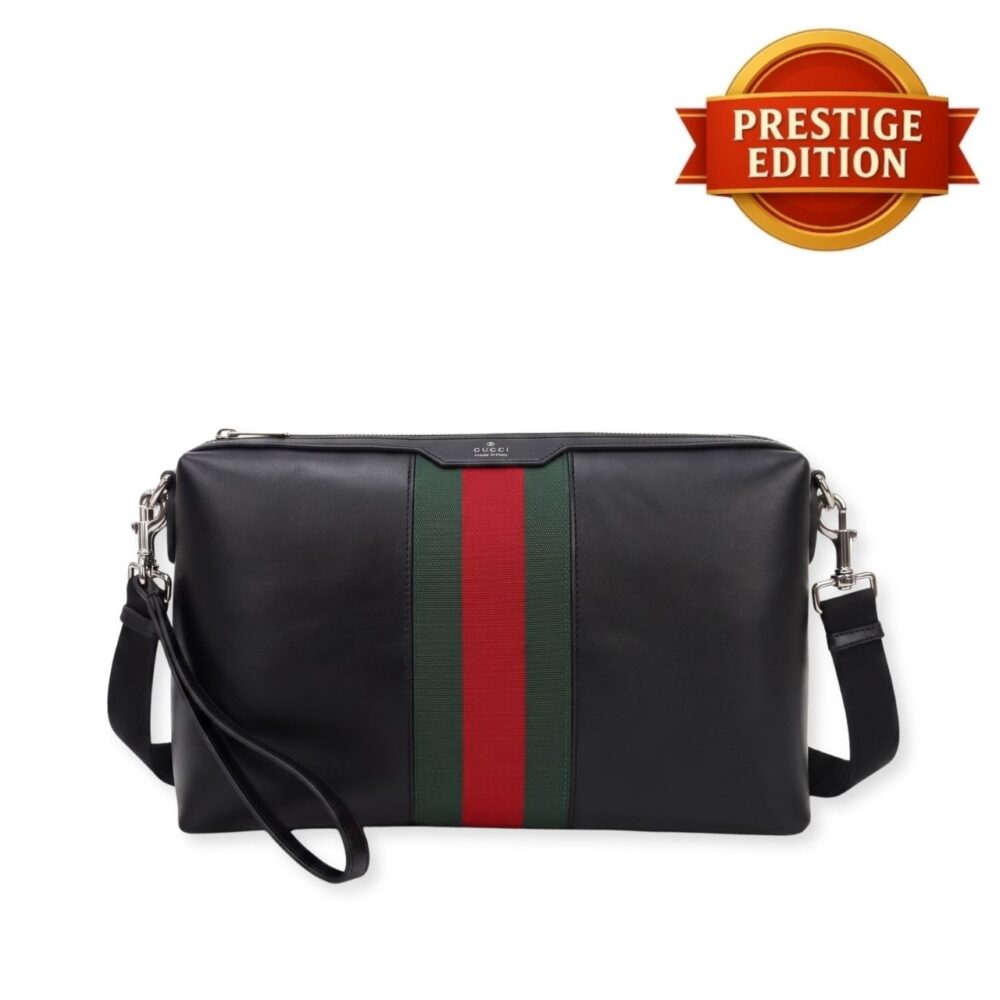 Prestige Edition – Gucci Web Trademark Small Crossbody Bag Black 32cm