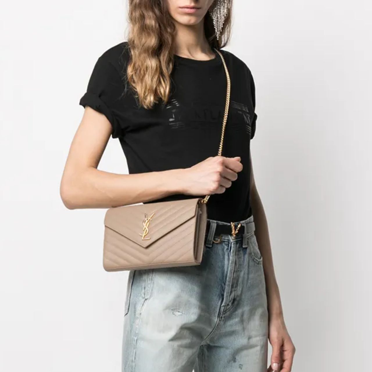 Saint Laurent Cassandre Chevron Quilted Shoulder Bag 22.5cm 377828BOW01 - Image 2