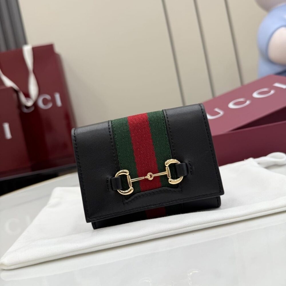 Alternative view of Prestige Edition – Gucci Horsebit Web Small Tri-fold Wallet Black 10cm 867131 AAGF7 1053