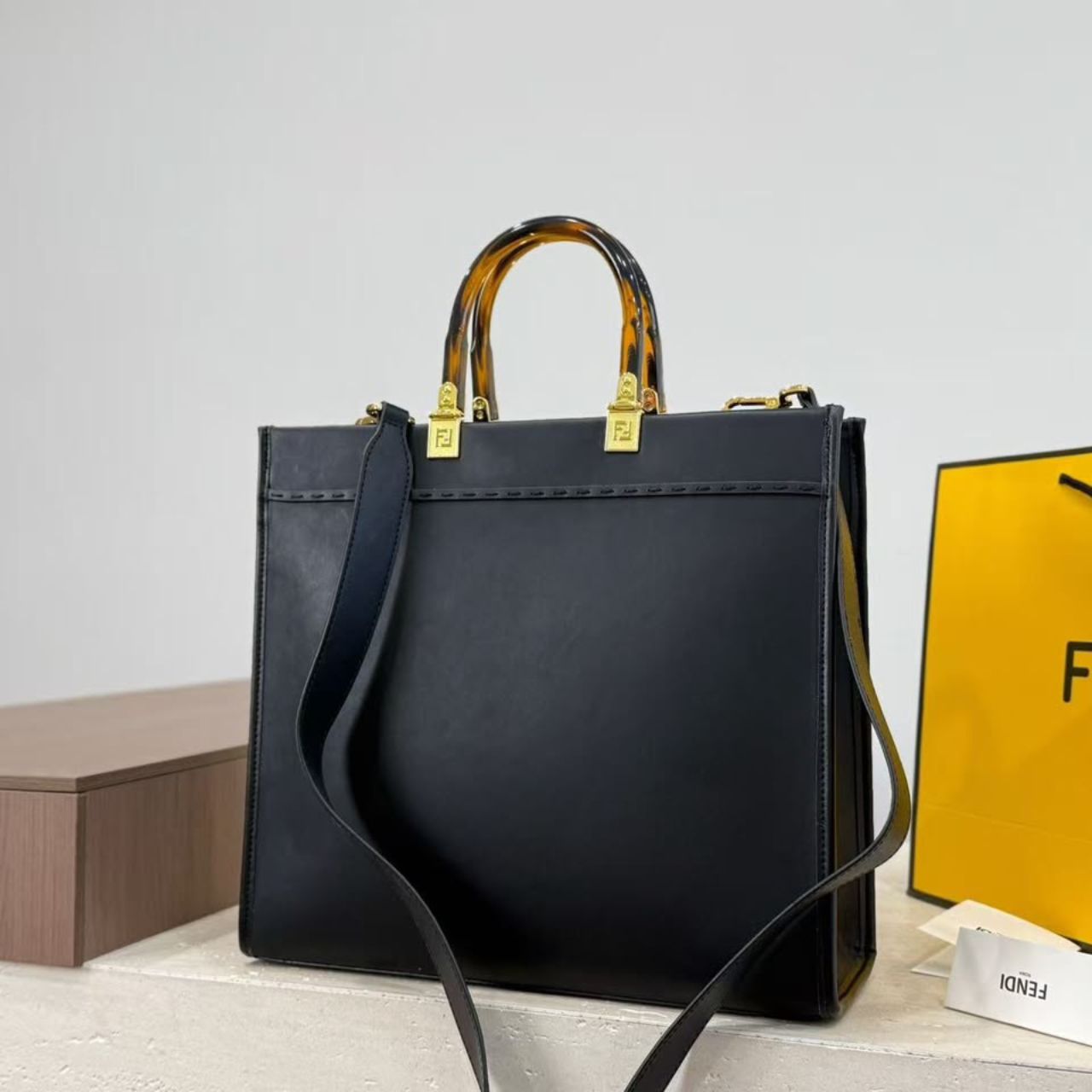 Fendi X Versace Fendace Sunshine Medium Shopper Tote Bag Black 35Cm - Image 5