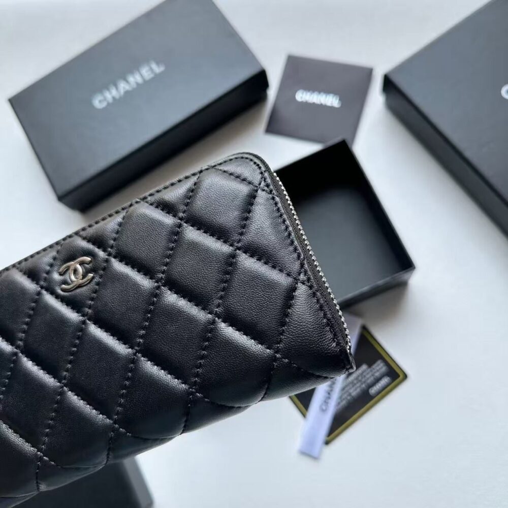 Alternative view of Chanel Classic Quilted Zip Around Long Wallet Black 19.5cm
