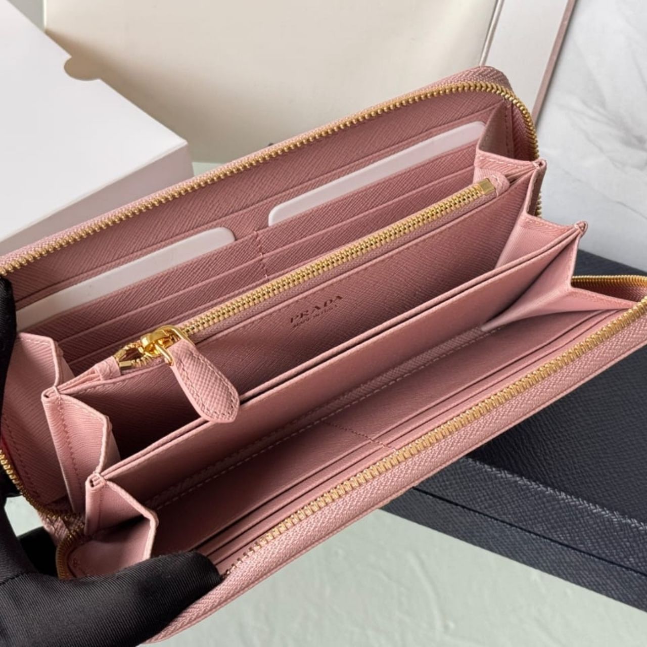 Prestige Edition - Prada Large Saffiano Leather Wallet Powder Pink 19cm 1ML506 QWA F0236 - Image 5