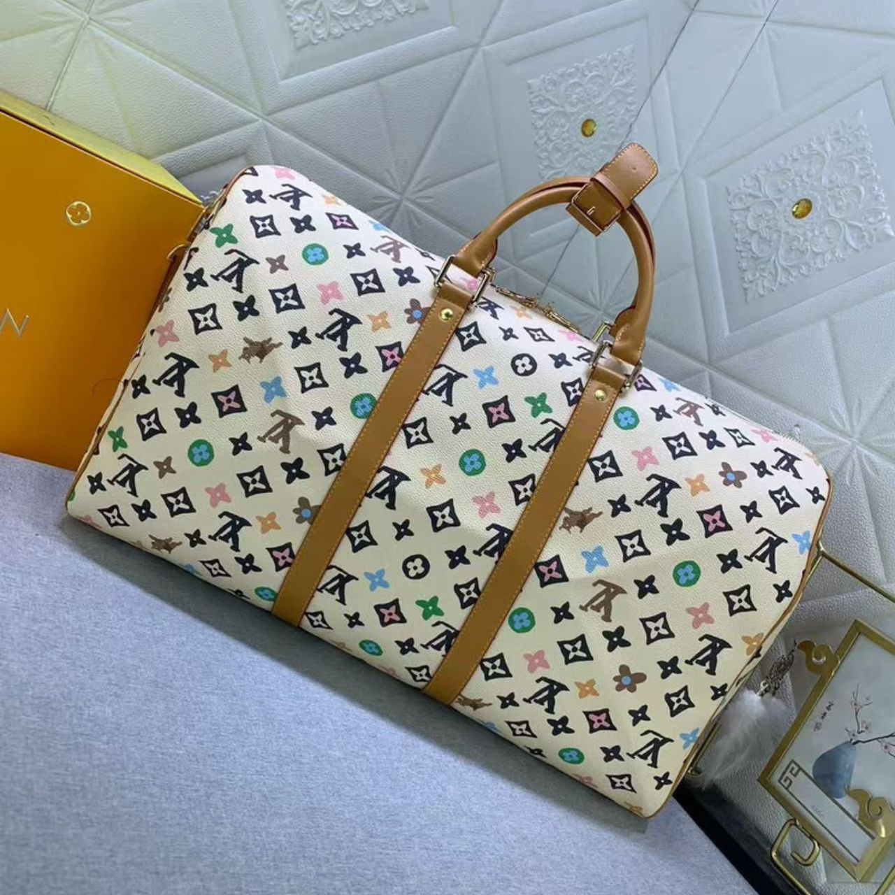 Louis Vuitton Keepall 50 Monogram Multicolor White 50Cm - Image 4