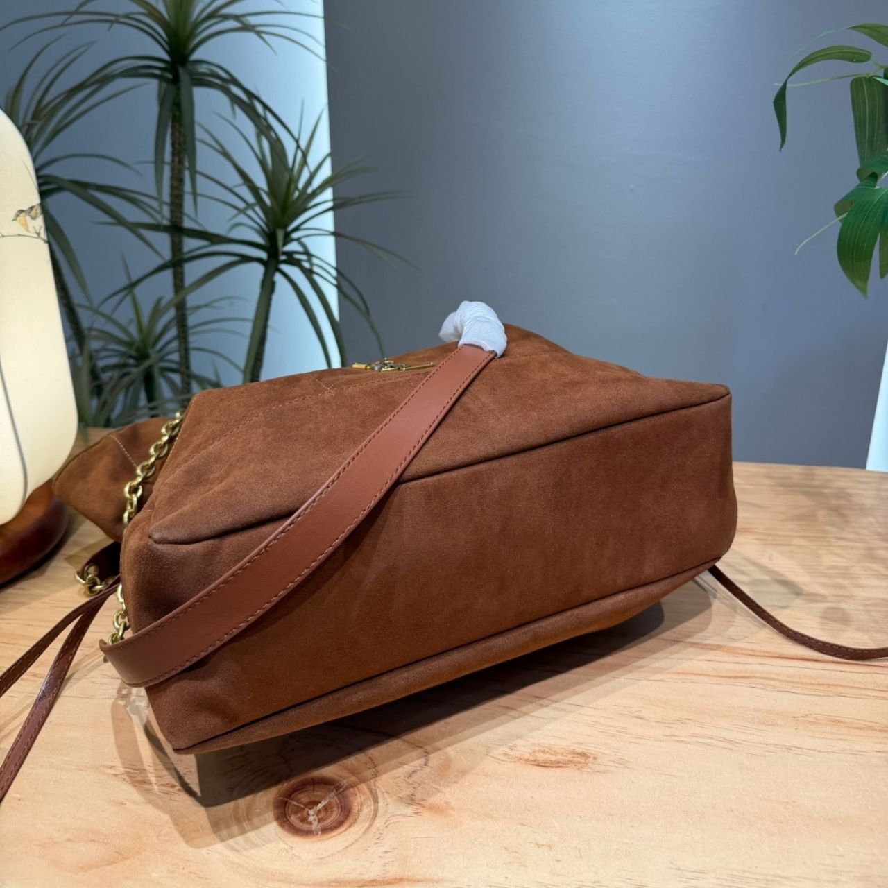 Saint Laurent Jamie Shopping In Suede Caramel Cognac 33cm 8098241U8P72916 - Image 6