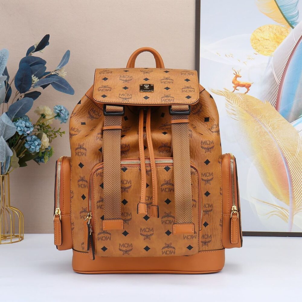 Alternative view of MCM Brandenburg Backpack Visetos Small Cognac 38cm