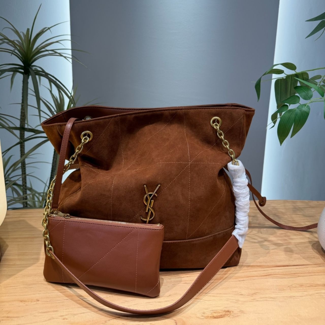 Saint Laurent Jamie Shopping In Suede Caramel Cognac 33cm 8098241U8P72916 - Image 7