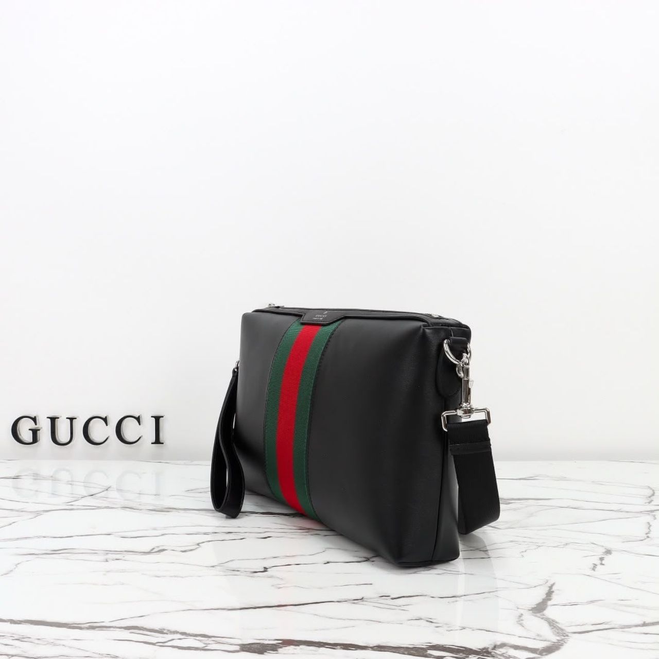 Prestige Edition – Gucci Web Trademark Small Crossbody Bag Black 32cm - Image 5
