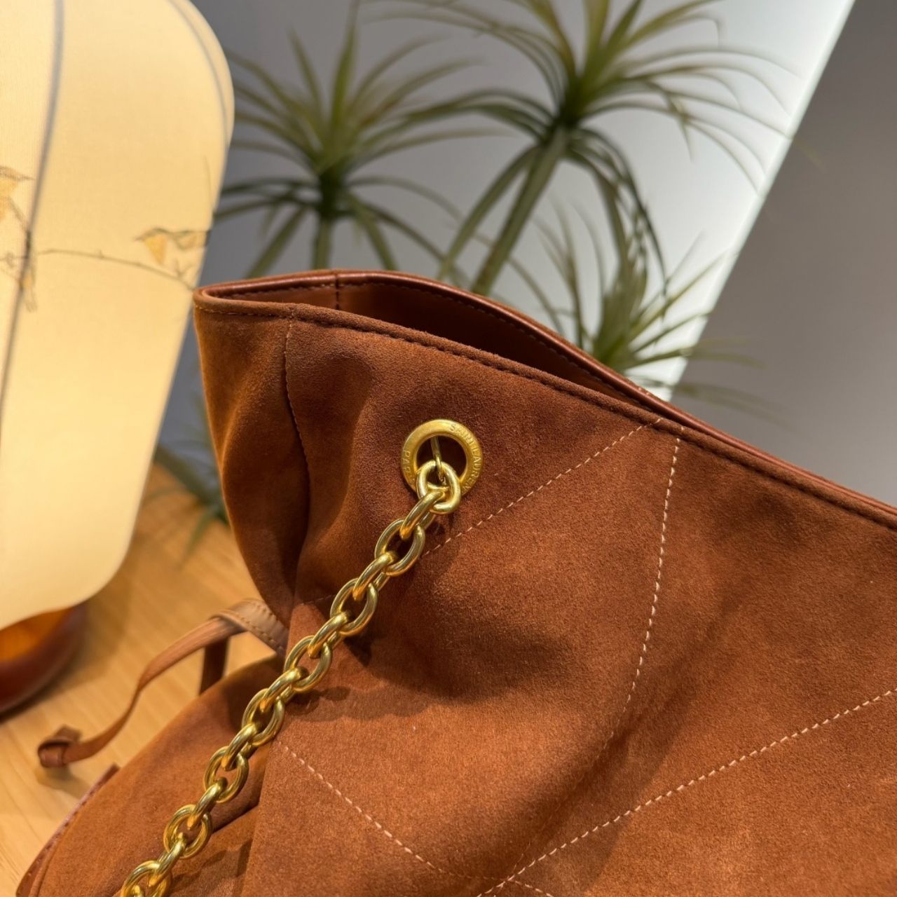 Saint Laurent Jamie Shopping In Suede Caramel Cognac 33cm 8098241U8P72916 - Image 9