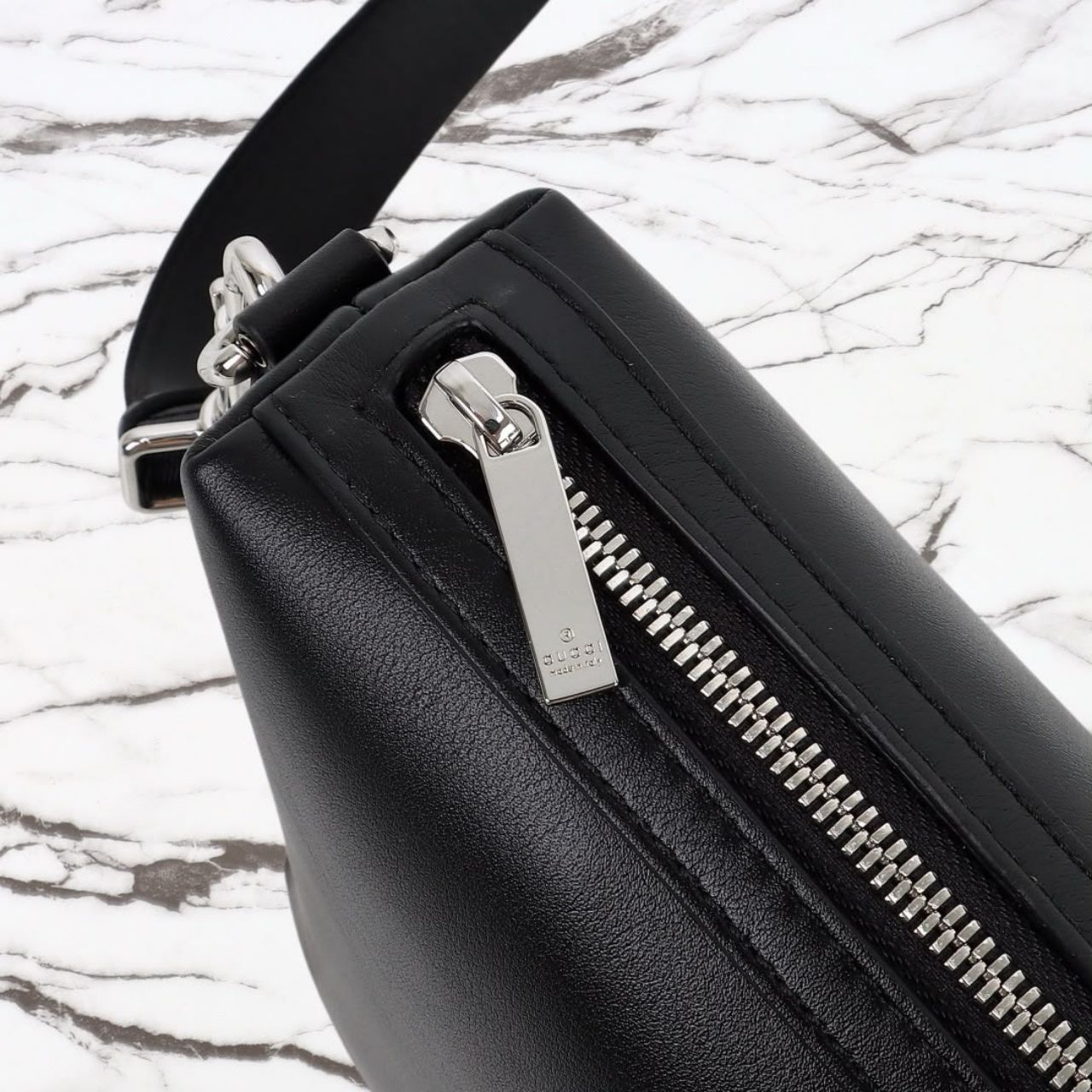 Prestige Edition – Gucci Web Trademark Small Crossbody Bag Black 32cm - Image 8