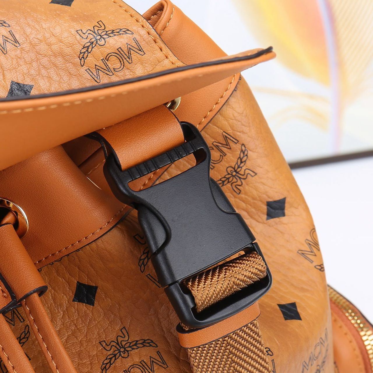 MCM Brandenburg Backpack Visetos Small Cognac 38cm - Image 9