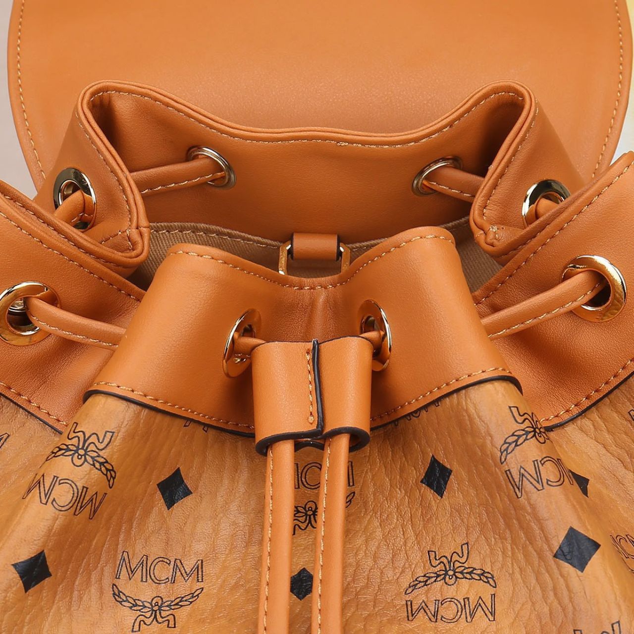 MCM Brandenburg Backpack Visetos Small Cognac 38cm - Image 8
