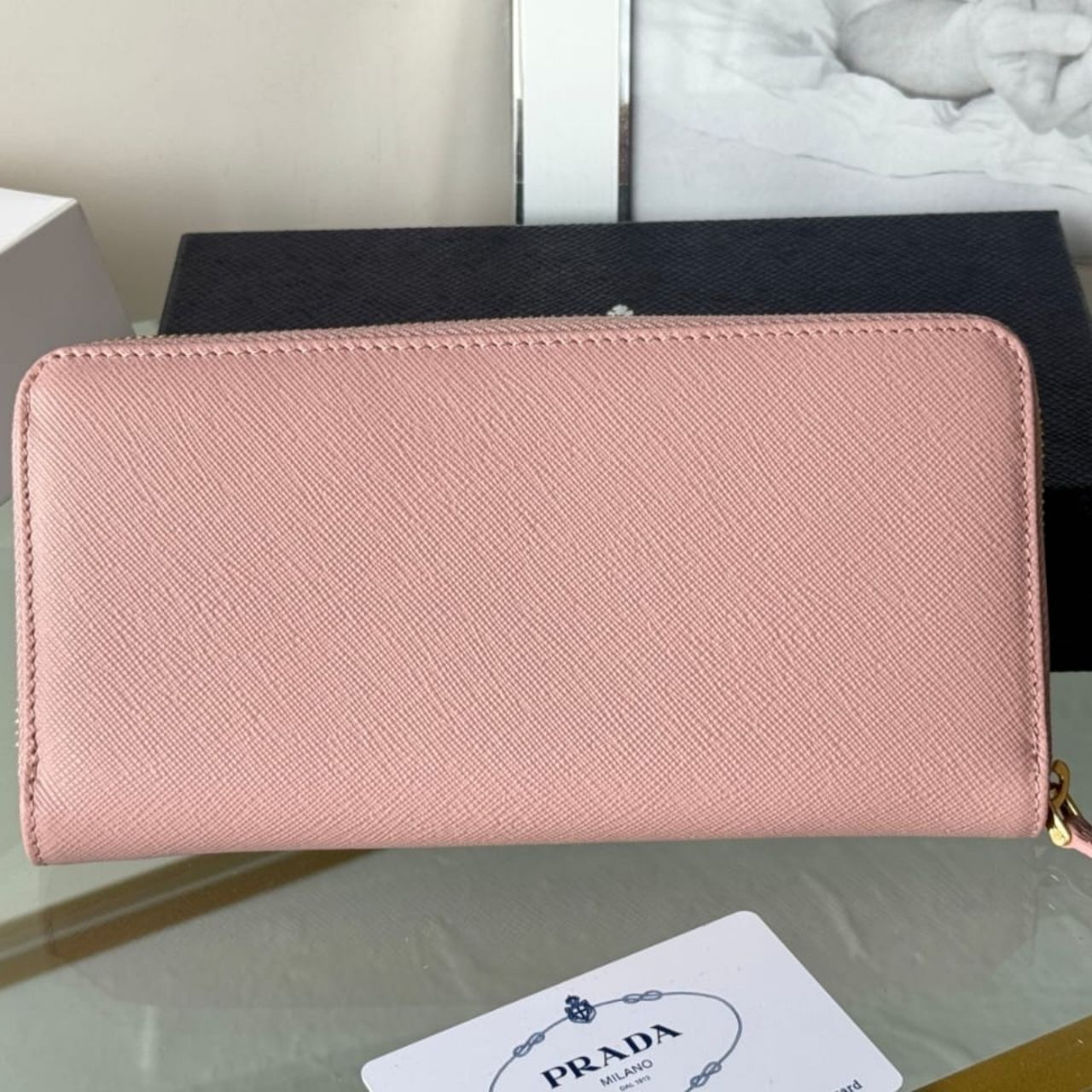 Prestige Edition - Prada Large Saffiano Leather Wallet Powder Pink 19cm 1ML506 QWA F0236 - Image 4