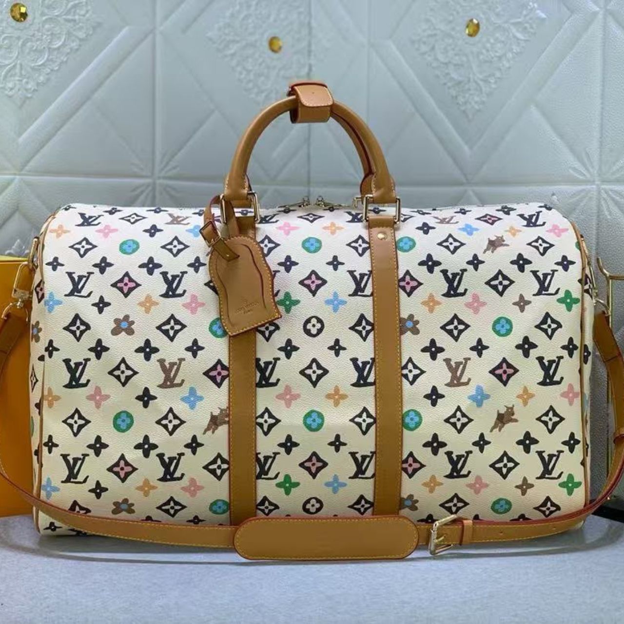 Louis Vuitton Keepall 50 Monogram Multicolor White 50Cm - Image 2