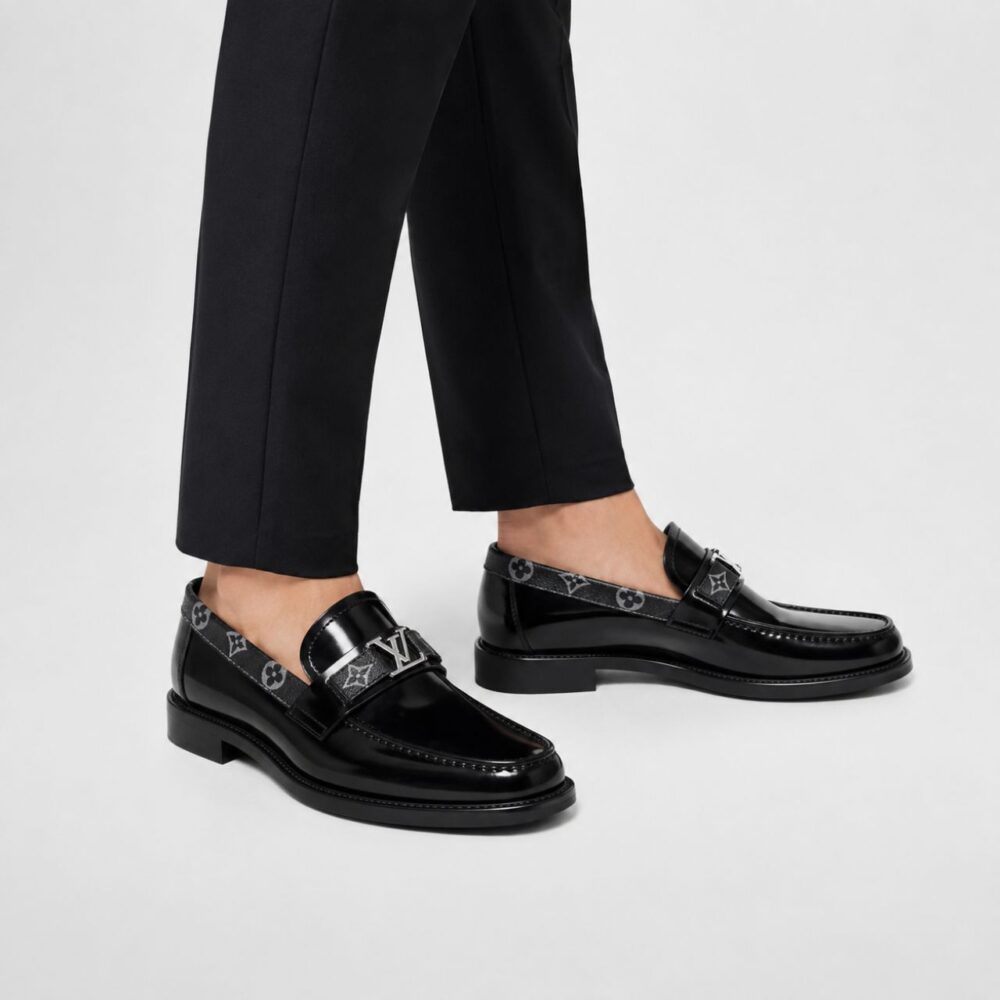 Alternative view of Louis Vuitton LV Monogram Trim Loafers Black