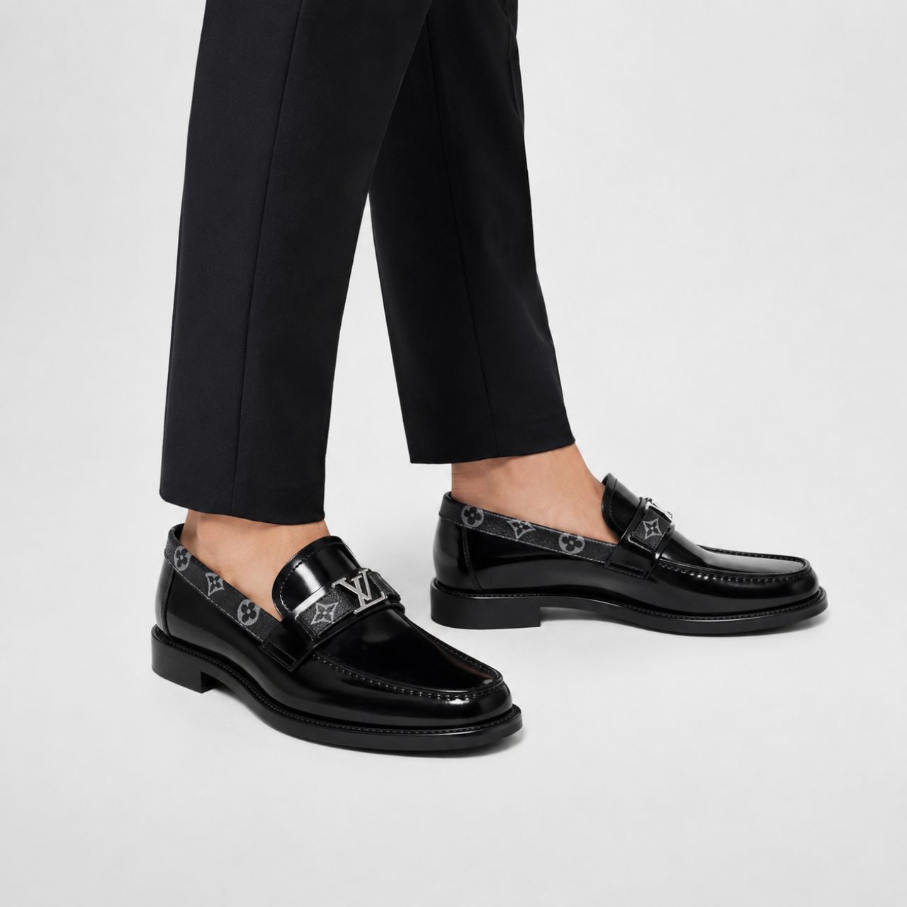 Louis Vuitton LV Monogram Trim Loafers Black - Image 2