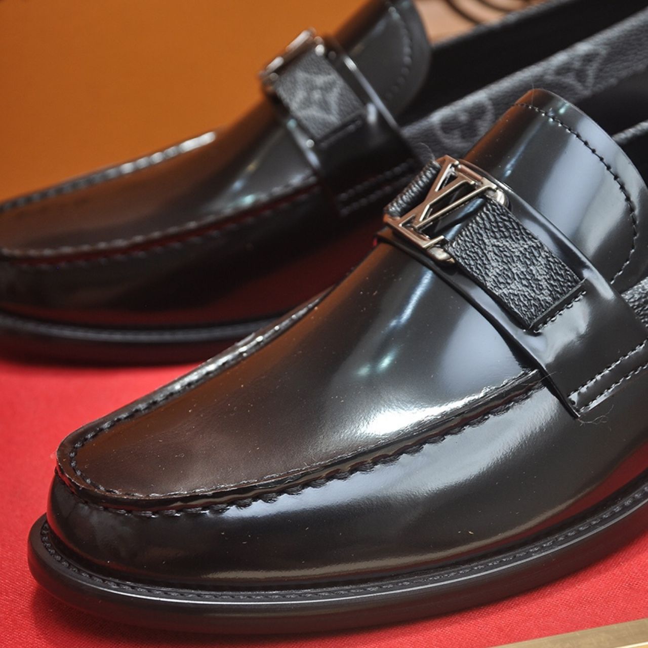 Louis Vuitton LV Monogram Trim Loafers Black - Image 7