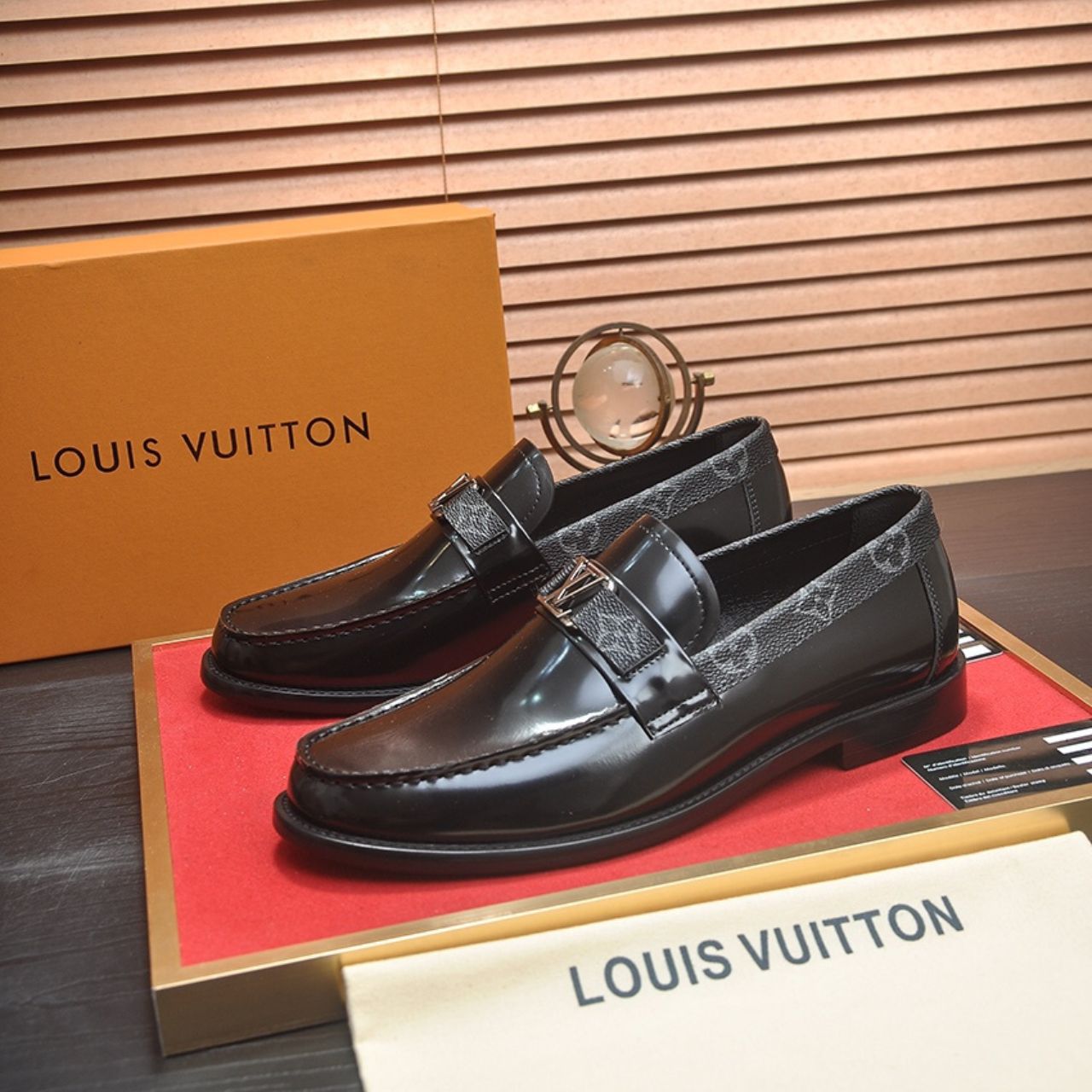 Louis Vuitton LV Monogram Trim Loafers Black - Image 5