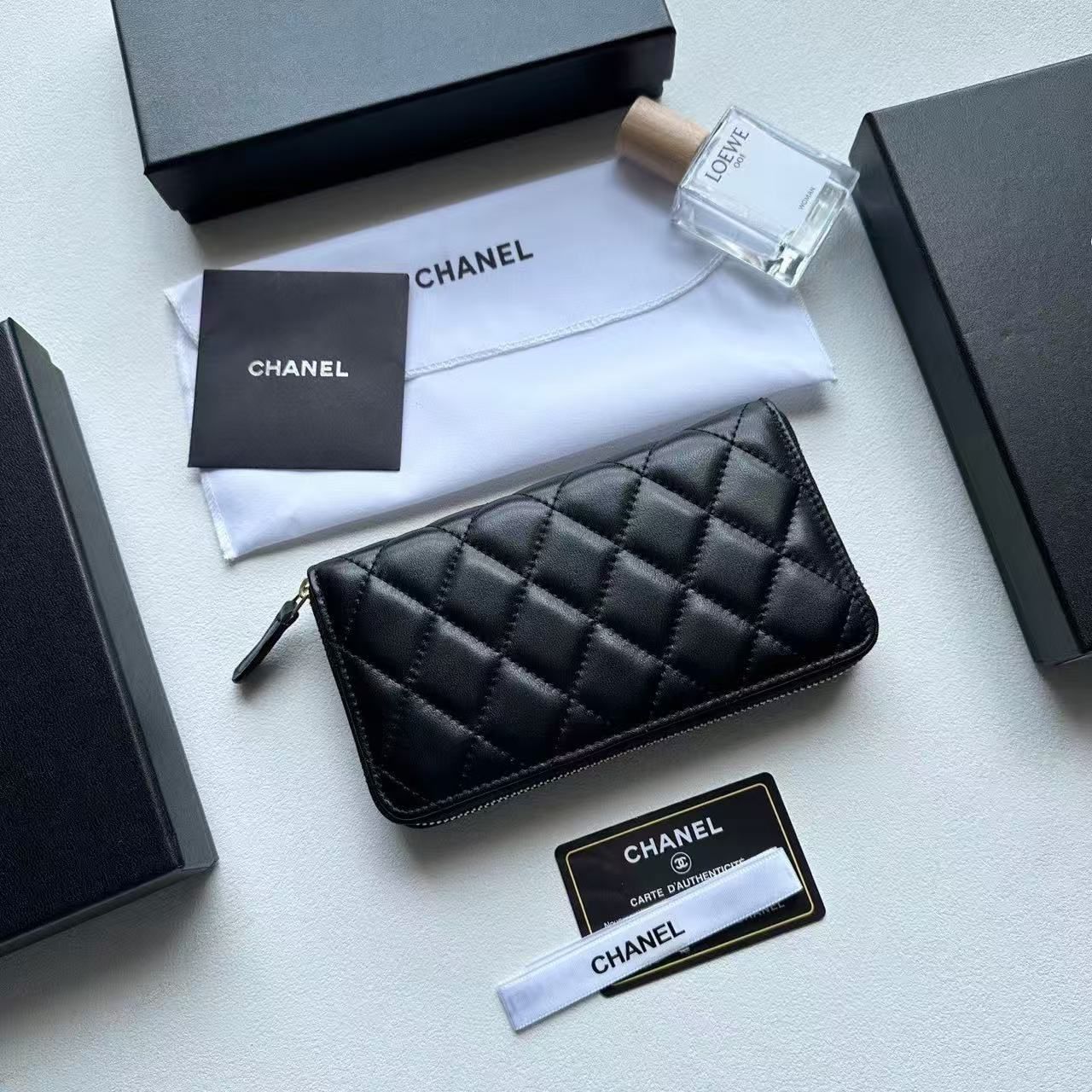Chanel Classic Quilted Zip Around Long Wallet Black 19.5cm - Image 3