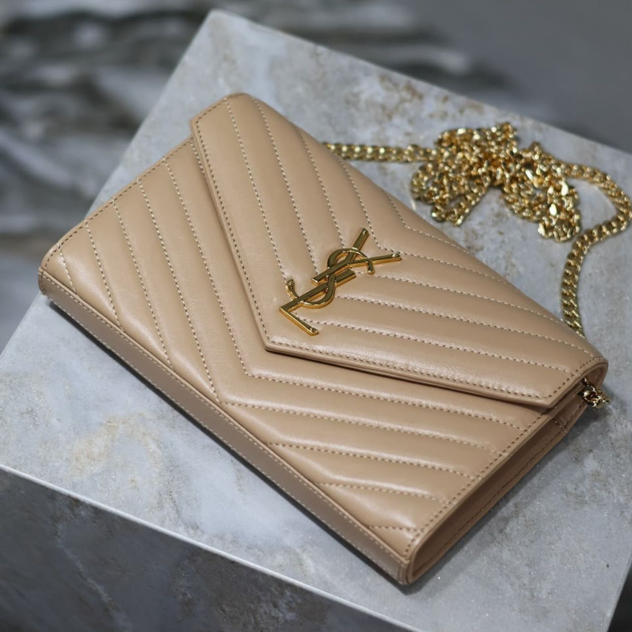 Saint Laurent Cassandre Chevron Quilted Shoulder Bag 22.5cm 377828BOW01 - Image 6