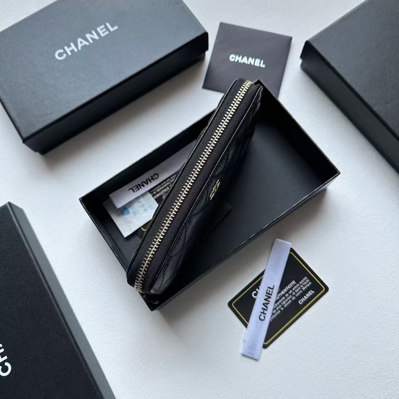 Chanel Classic Quilted Zip Around Long Wallet Black 19.5cm - Image 5