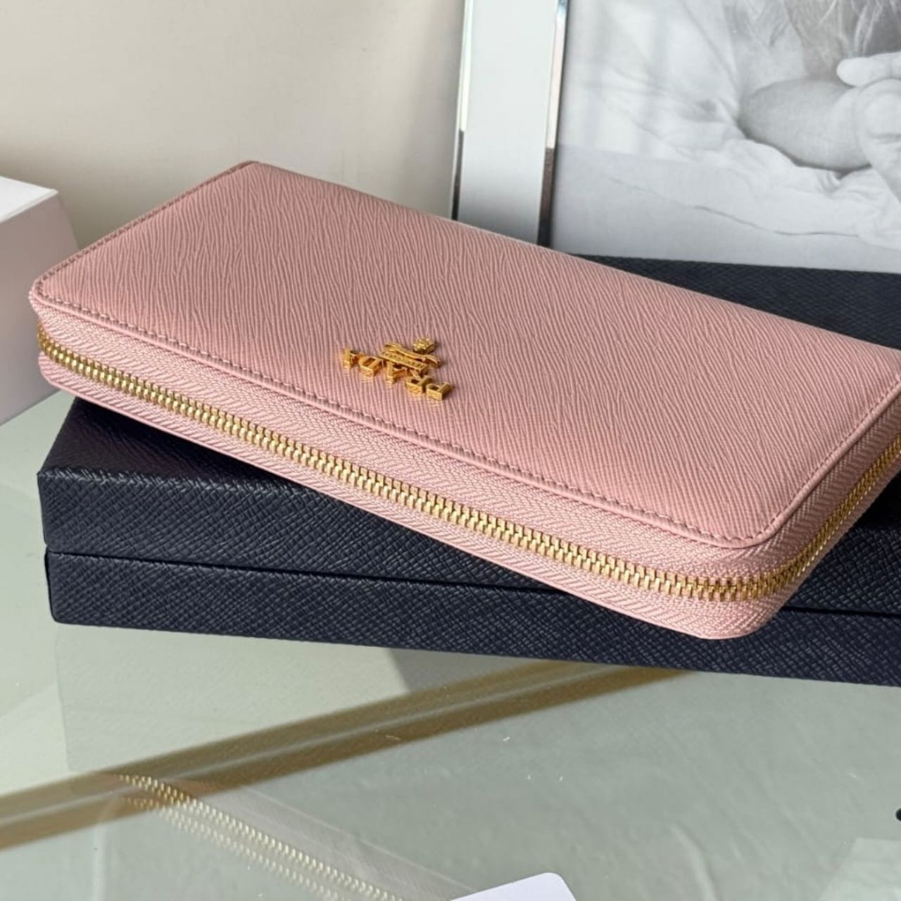 Prestige Edition - Prada Large Saffiano Leather Wallet Powder Pink 19cm 1ML506 QWA F0236 - Image 3