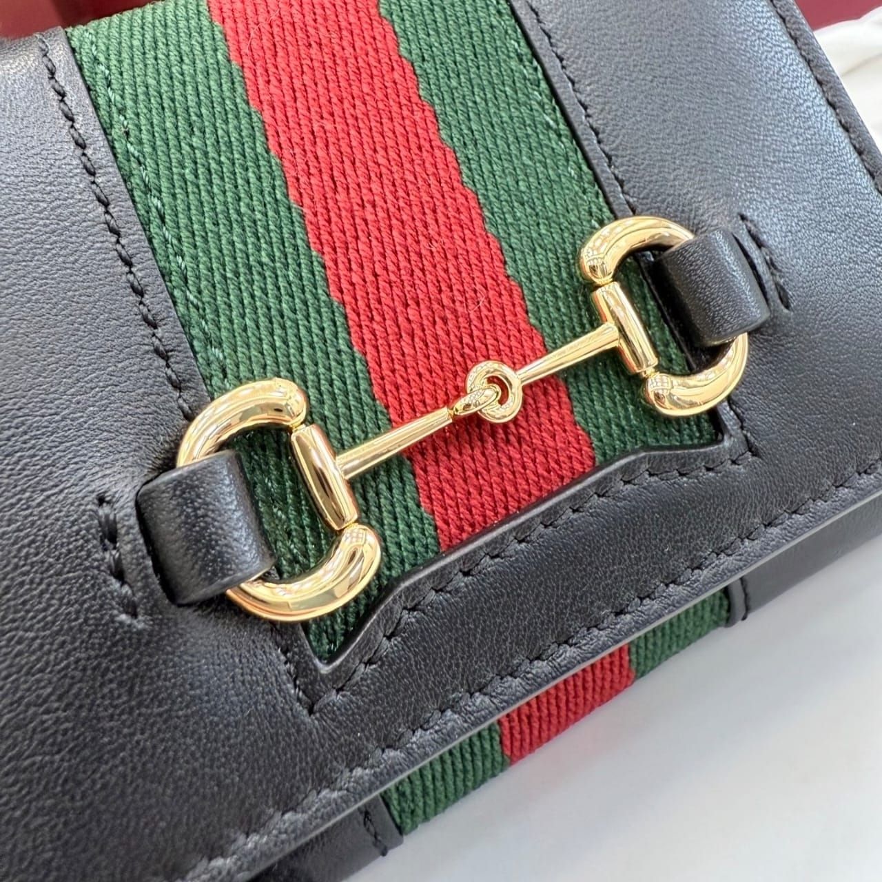 Prestige Edition – Gucci Horsebit Web Small Tri-fold Wallet Black 10cm 867131 AAGF7 1053 - Image 6