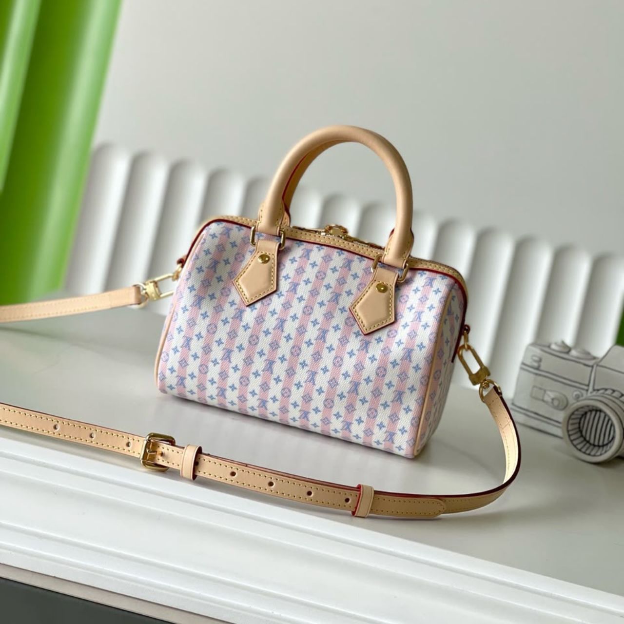 Louis Vuitton Speedy Bandouliere 25 Stamp Blue 25cm - Image 3