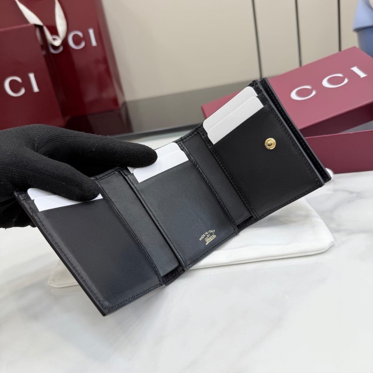Prestige Edition – Gucci Horsebit Web Small Tri-fold Wallet Black 10cm 867131 AAGF7 1053 - Image 10