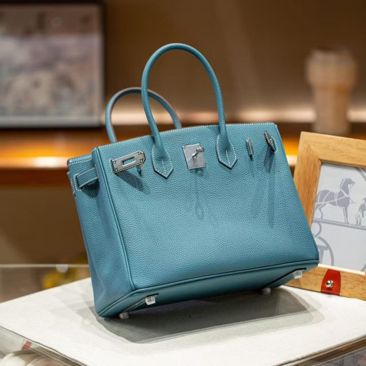 Prestige Edition - Hermes Birkin 30 Blue Jean Silver Hardware 30cm - Image 4