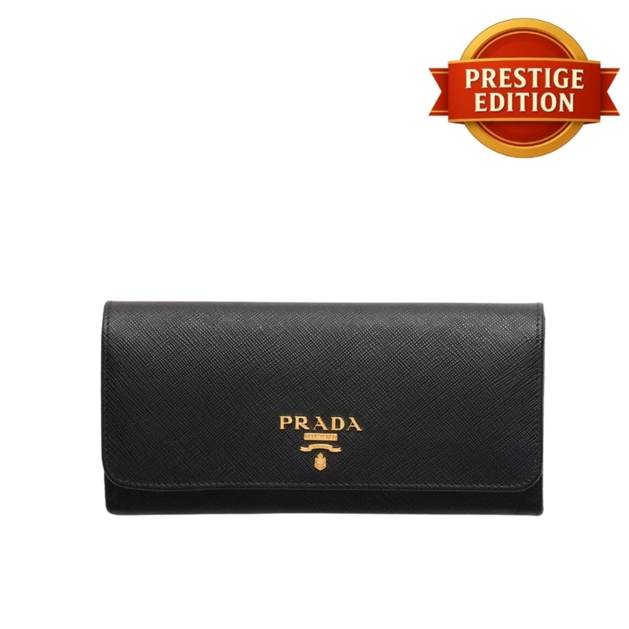 Prestige Edition - Prada Large Saffiano Leather Wallet Black 19cm 1MH132 ZLP F061H