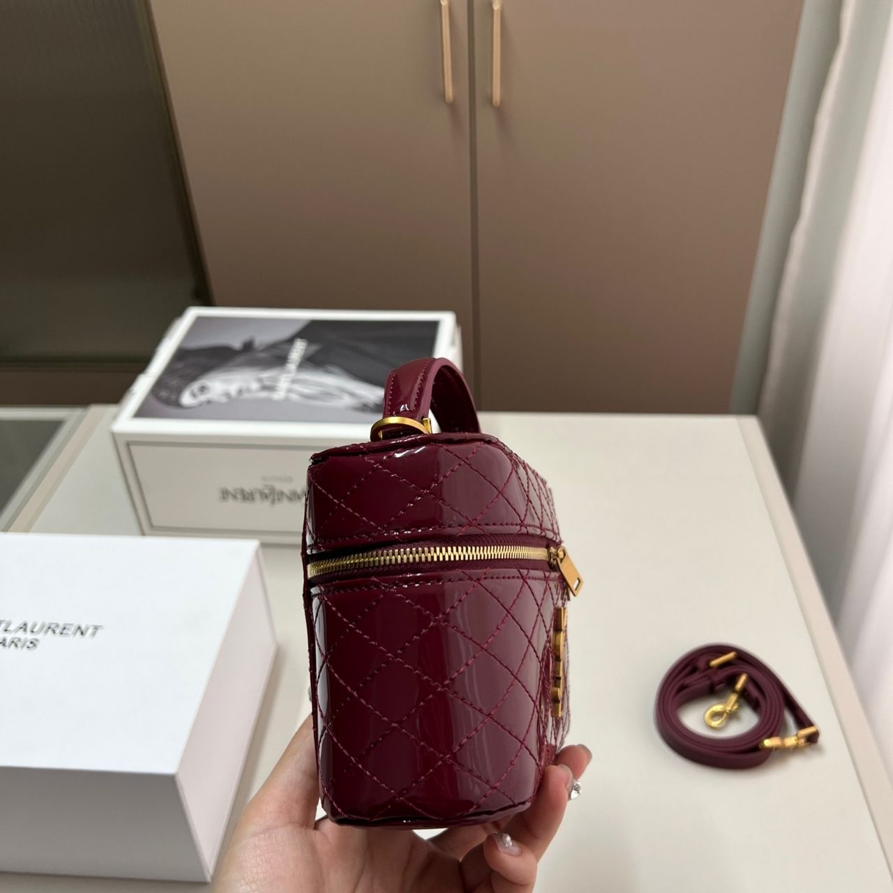 Saint Laurent Gaby Vanity Bag Rouge Cabernet 19Cm - Image 4