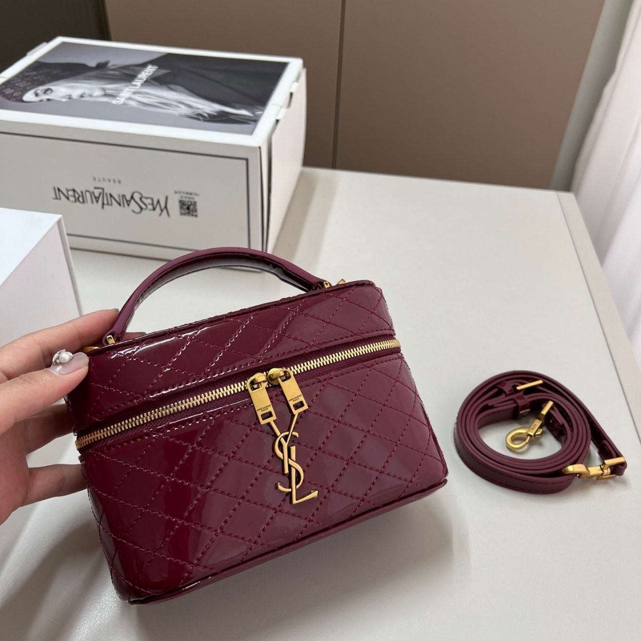 Saint Laurent Gaby Vanity Bag Rouge Cabernet 19Cm - Image 3