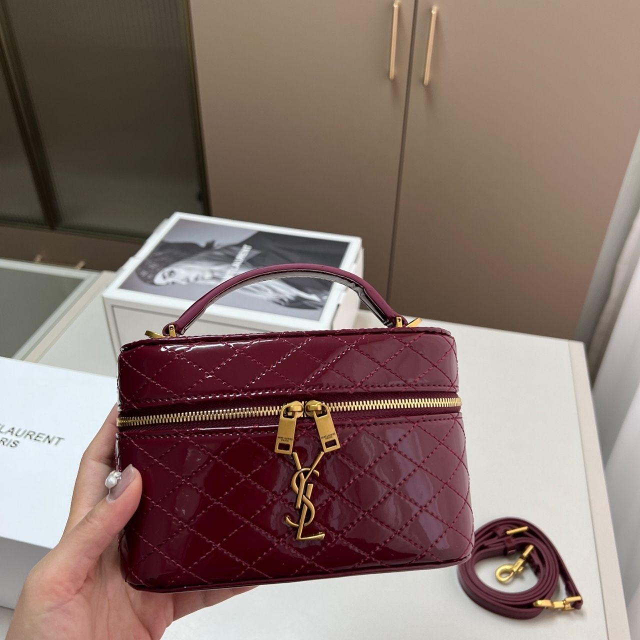 Saint Laurent Gaby Vanity Bag Rouge Cabernet 19Cm - Image 9