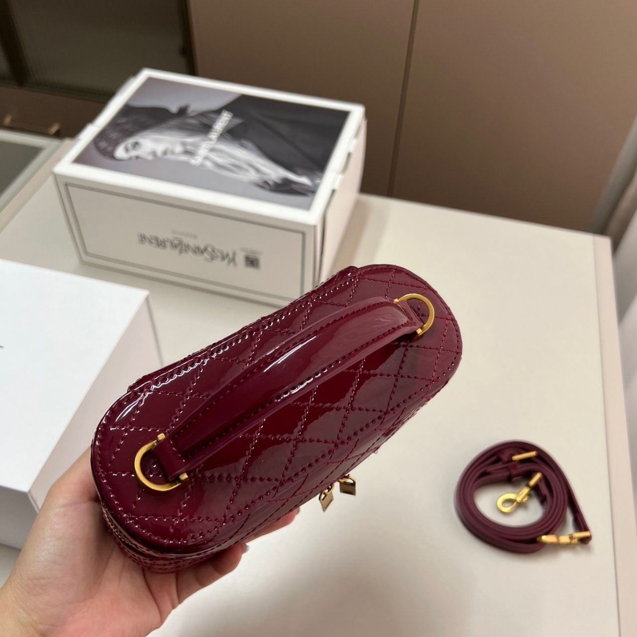 Saint Laurent Gaby Vanity Bag Rouge Cabernet 19Cm - Image 7