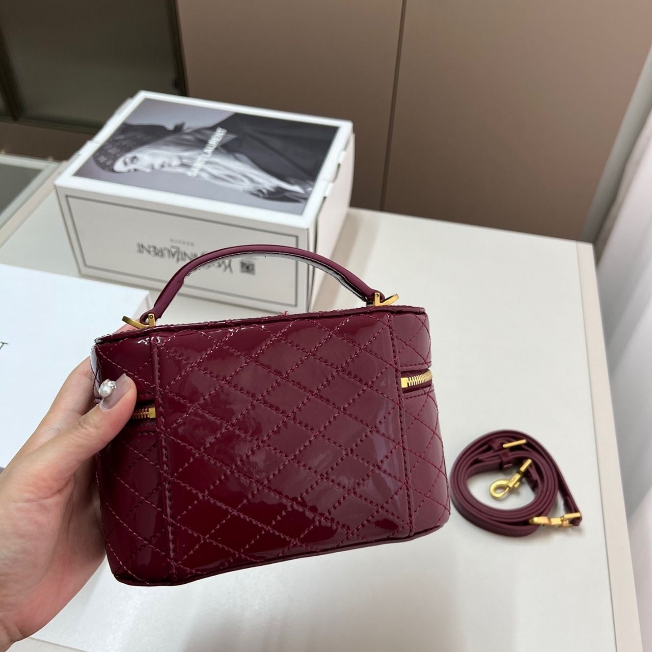 Saint Laurent Gaby Vanity Bag Rouge Cabernet 19Cm - Image 6
